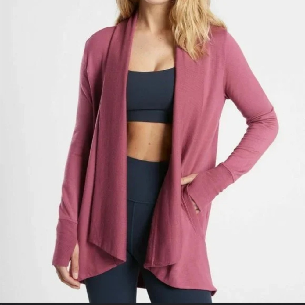Athleta Dusty Rose Open-Front Cardigan